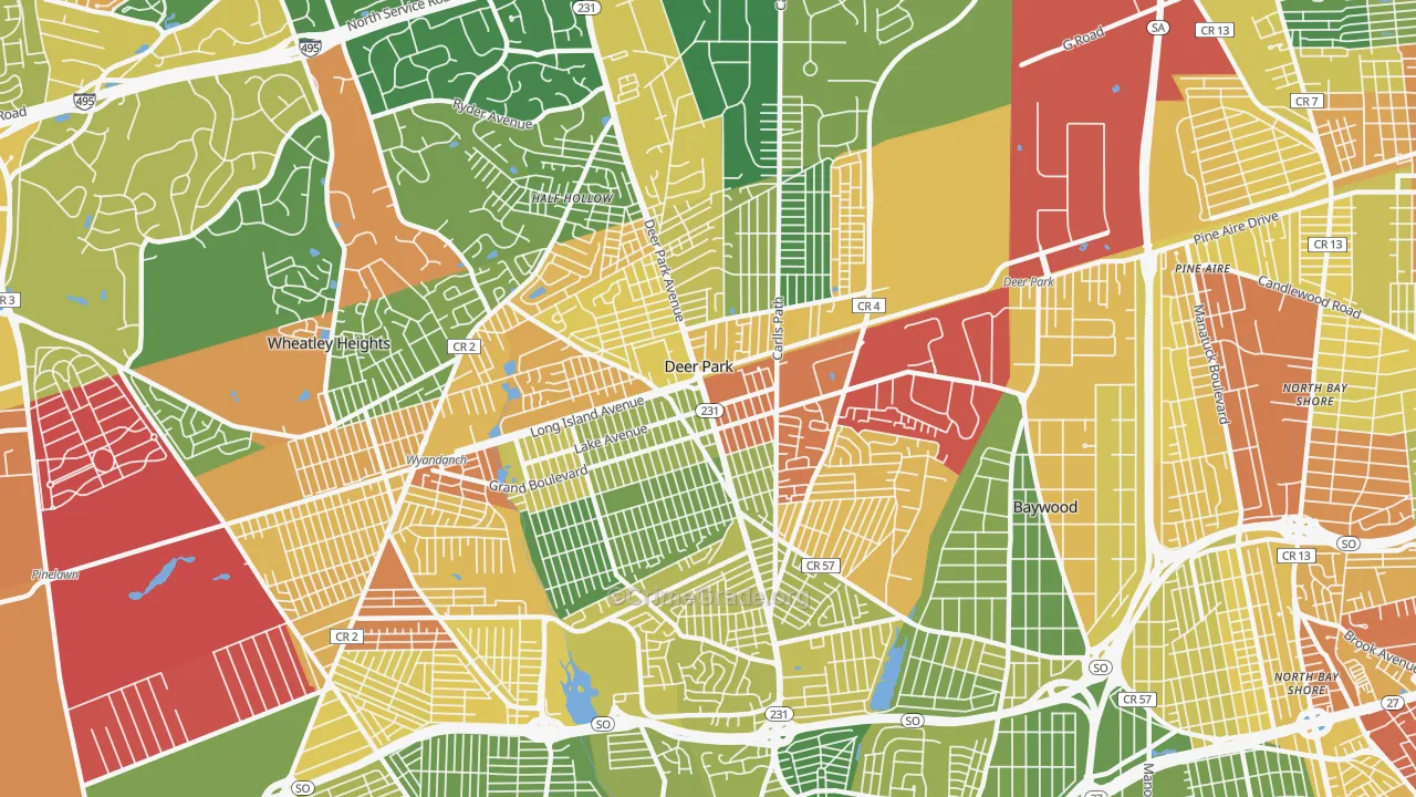 Deer Park, NY Map of Assault Rates