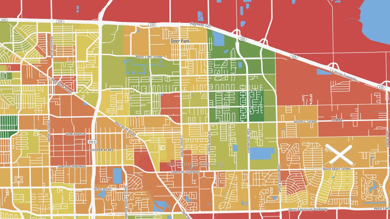 Deer Park, TX Map of Assault Rates