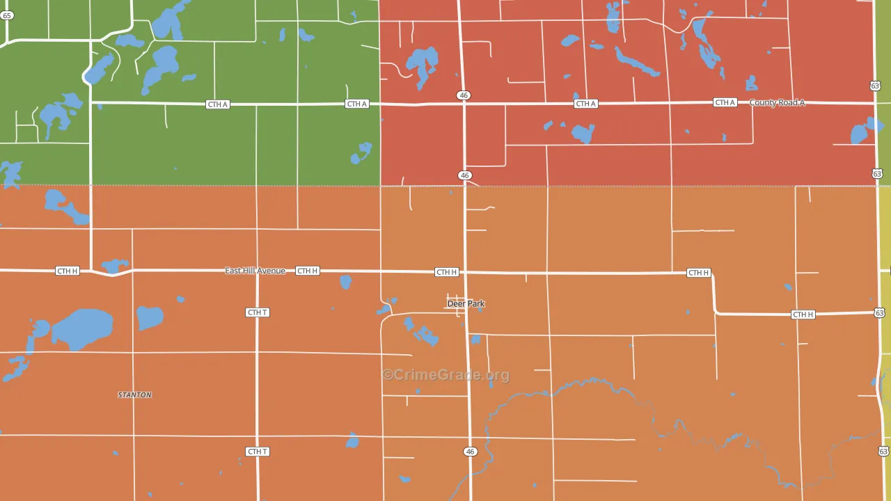 Deer Park, WI Map of Assault Rates