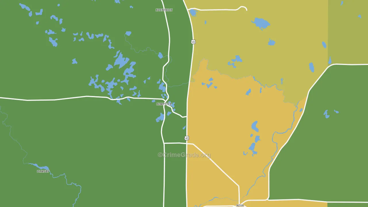 Deerbrook, WI Map of Assault Rates