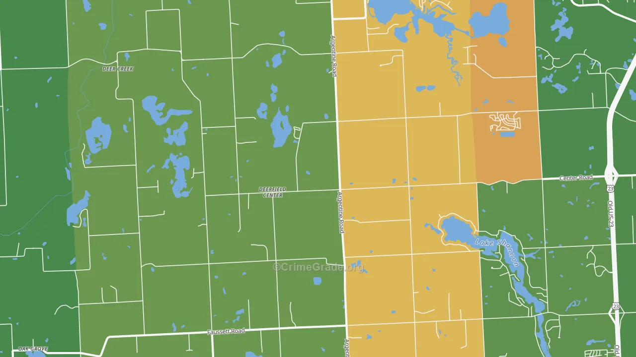 Deerfield Center, MI Map of Assault Rates