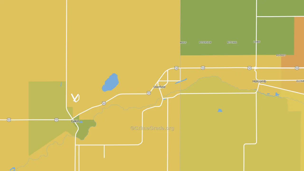 Deerfield, KS Map of Assault Rates
