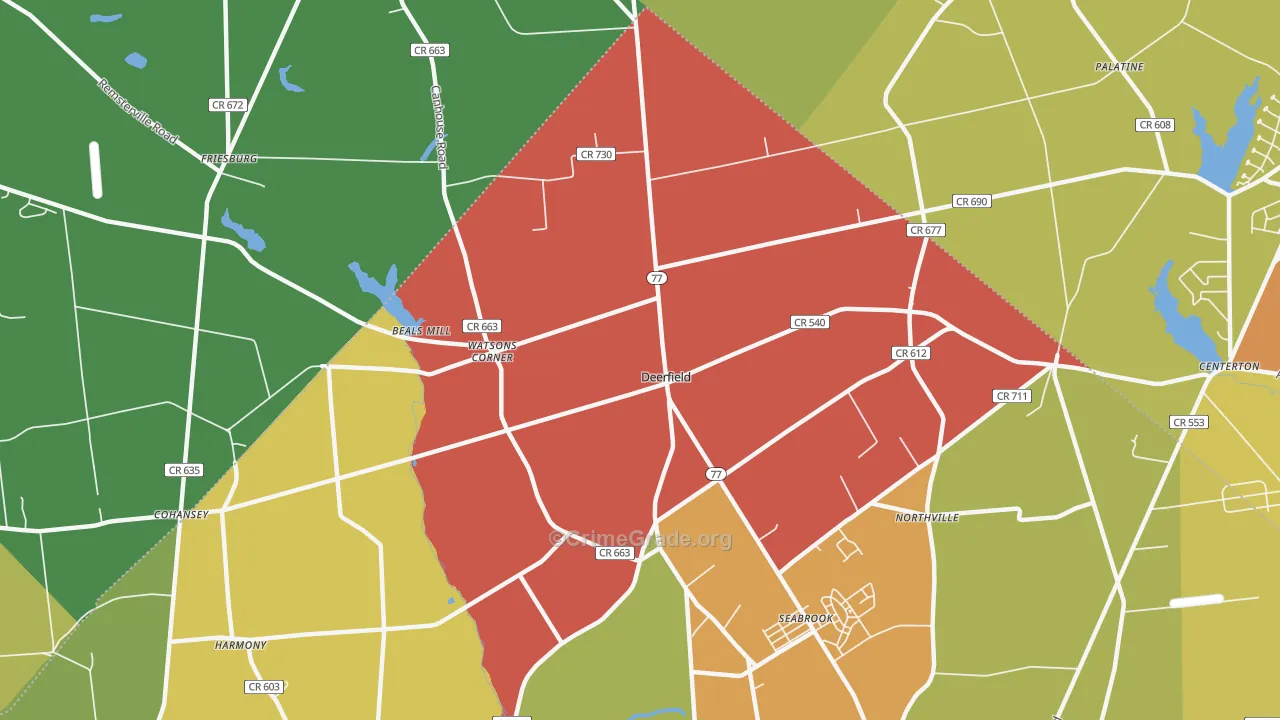 Deerfield Street, NJ Map of Assault Rates