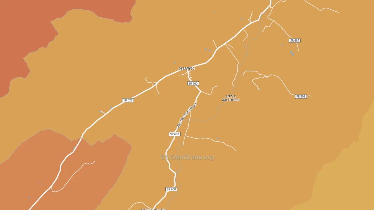 Deerfield, VA Map of Assault Rates
