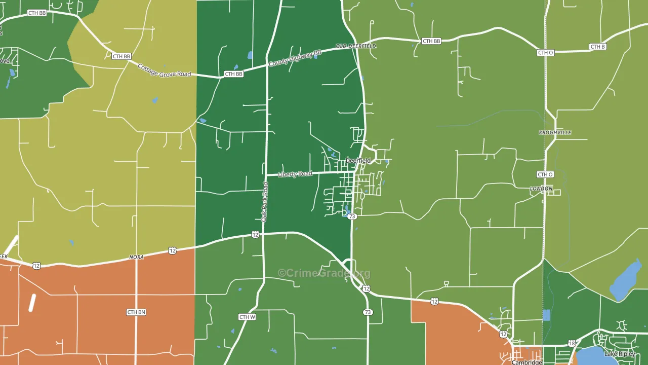 Deerfield, WI Map of Assault Rates