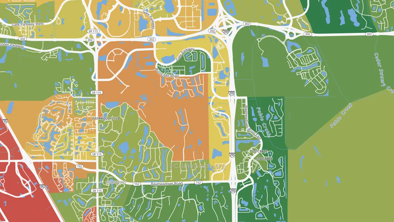 Deerwood, Jacksonville, FL Map of Assault Rates