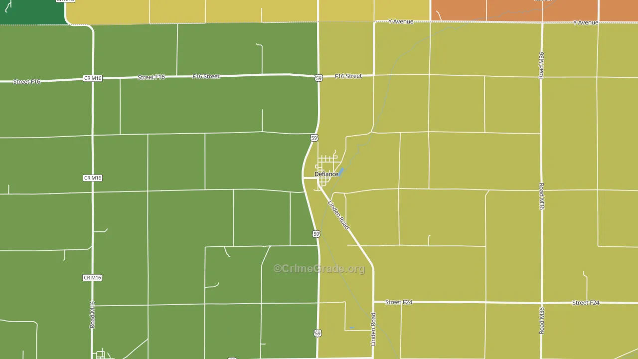 Defiance, IA Map of Assault Rates
