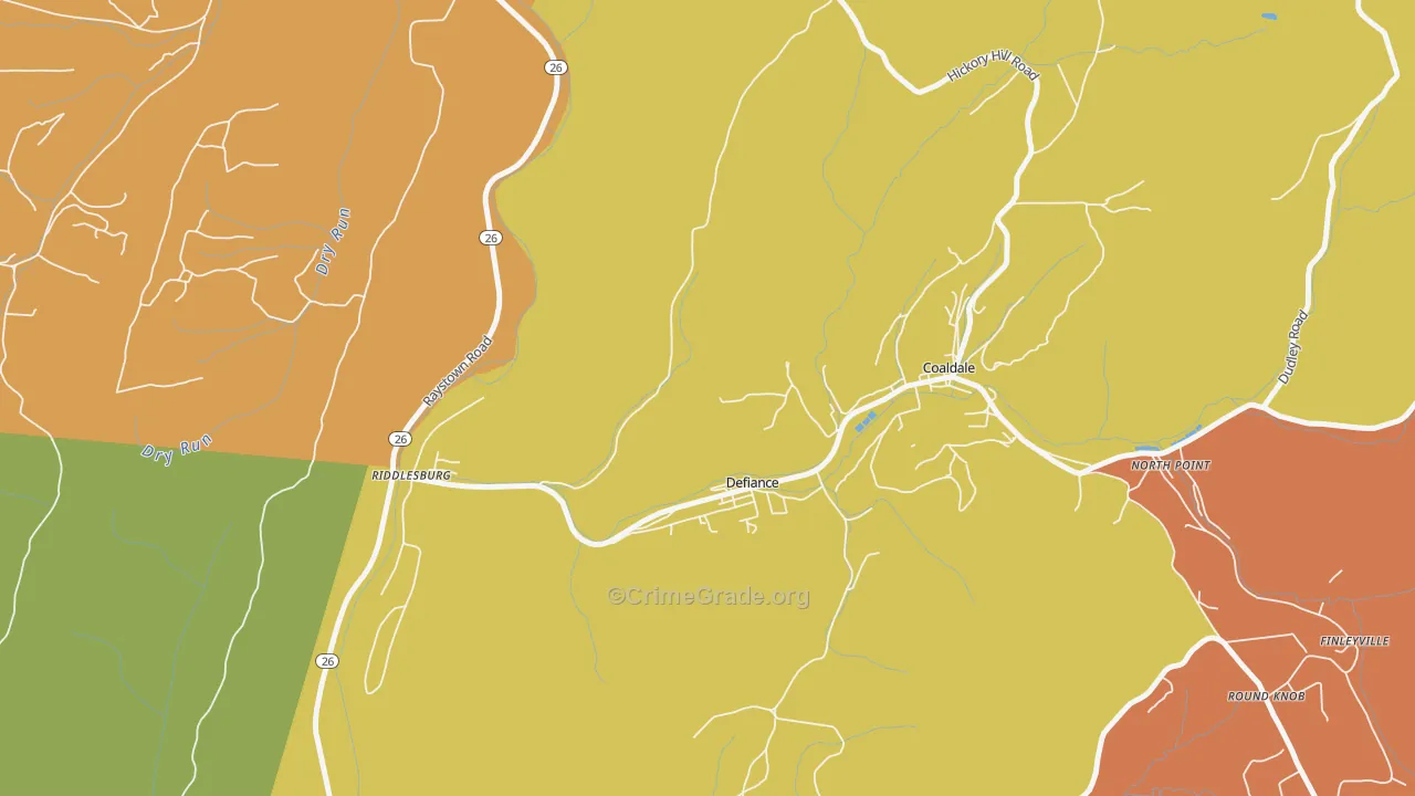 Defiance, PA Map of Assault Rates