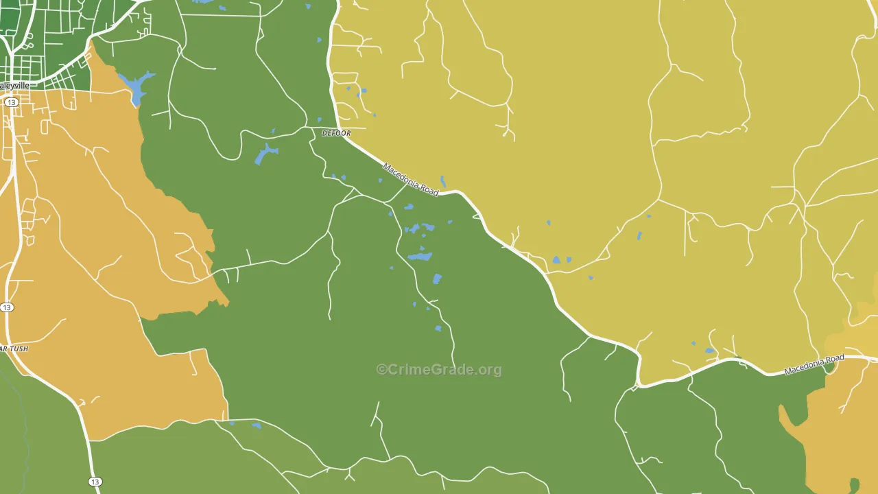 DeFoor, AL Map of Assault Rates