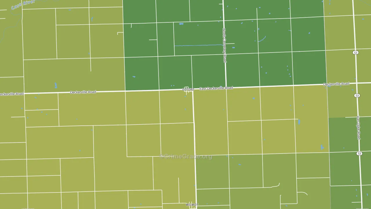 DeFord, MI Map of Assault Rates