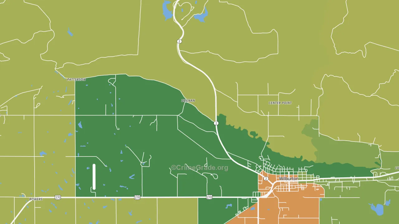 Degnan, OK Map of Assault Rates