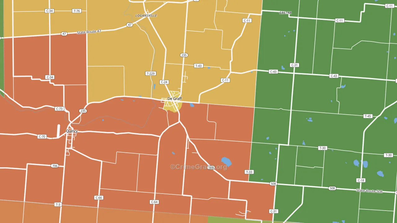 DeGraff, OH Map of Assault Rates