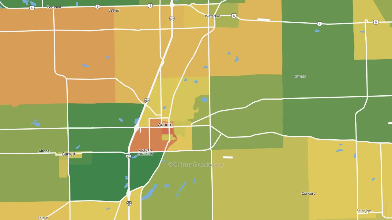 DeKalb County, IN Map of Assault Rates
