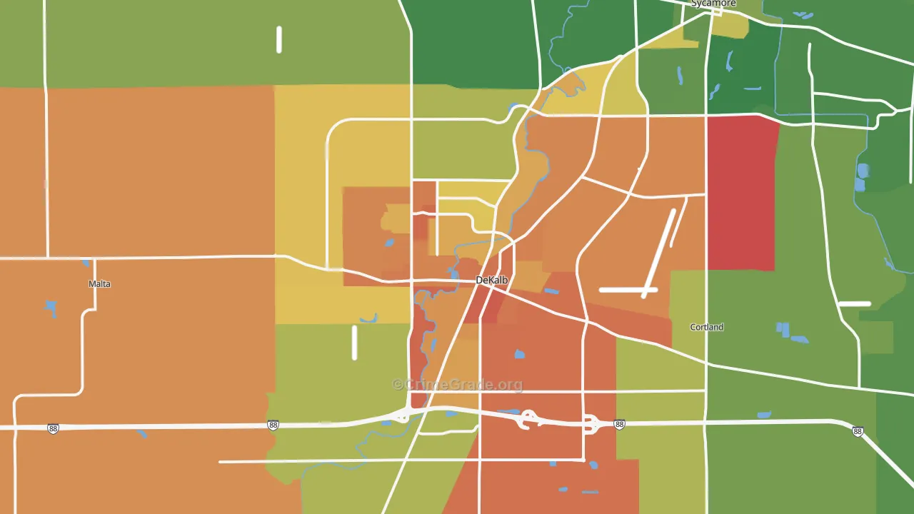 DeKalb, IL Map of Assault Rates