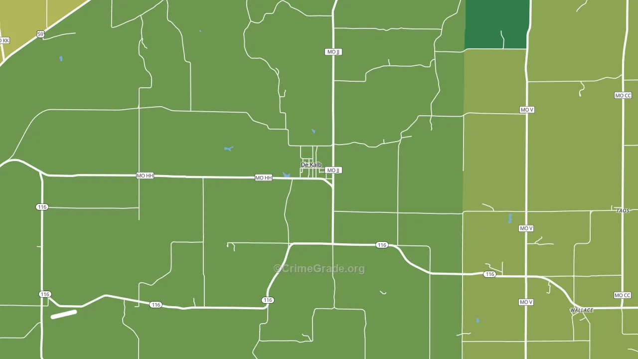 DeKalb, MO Map of Assault Rates