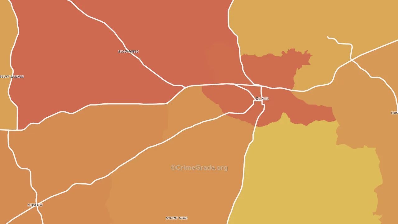 DeKalb, MS Map of Assault Rates