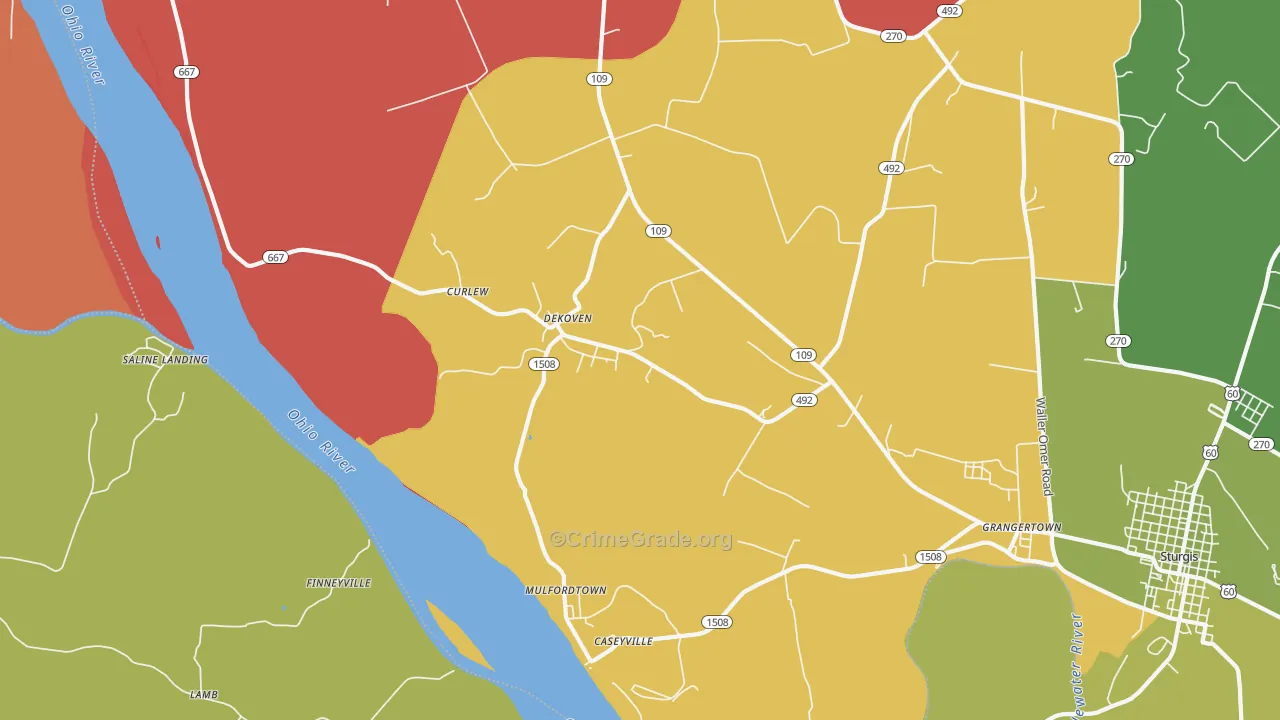 DeKoven, KY Map of Assault Rates