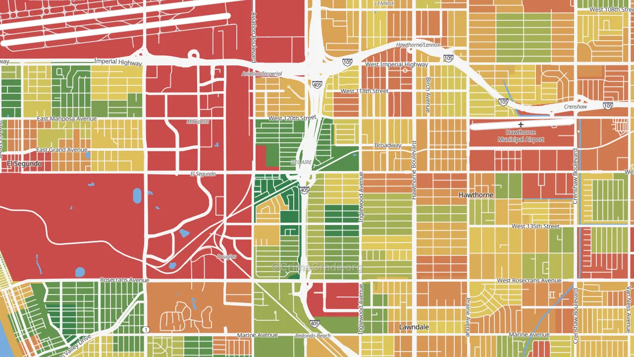 Del Aire, CA Map of Assault Rates