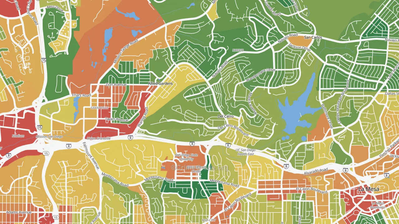 Del Cerro, San Diego, CA Map of Assault Rates