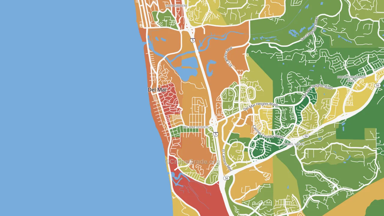 Del Mar, CA Map of Assault Rates