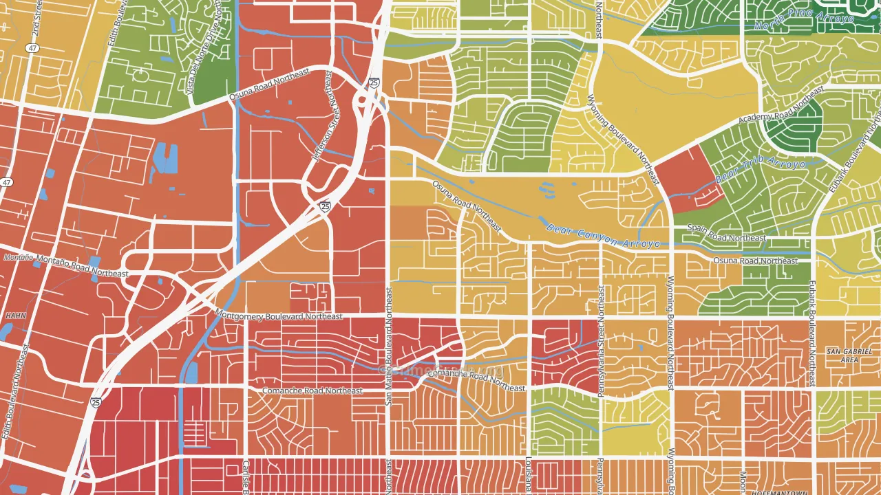 Del Norte, Albuquerque, NM Map of Assault Rates