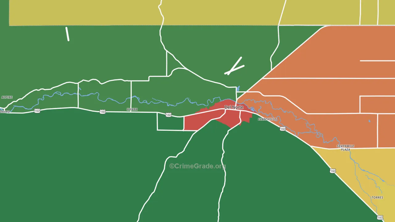Del Norte, CO Map of Assault Rates