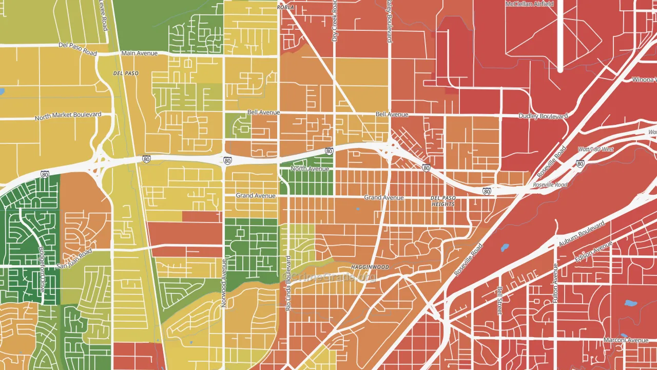 Del Paso Heights, Sacramento, CA Map of Assault Rates