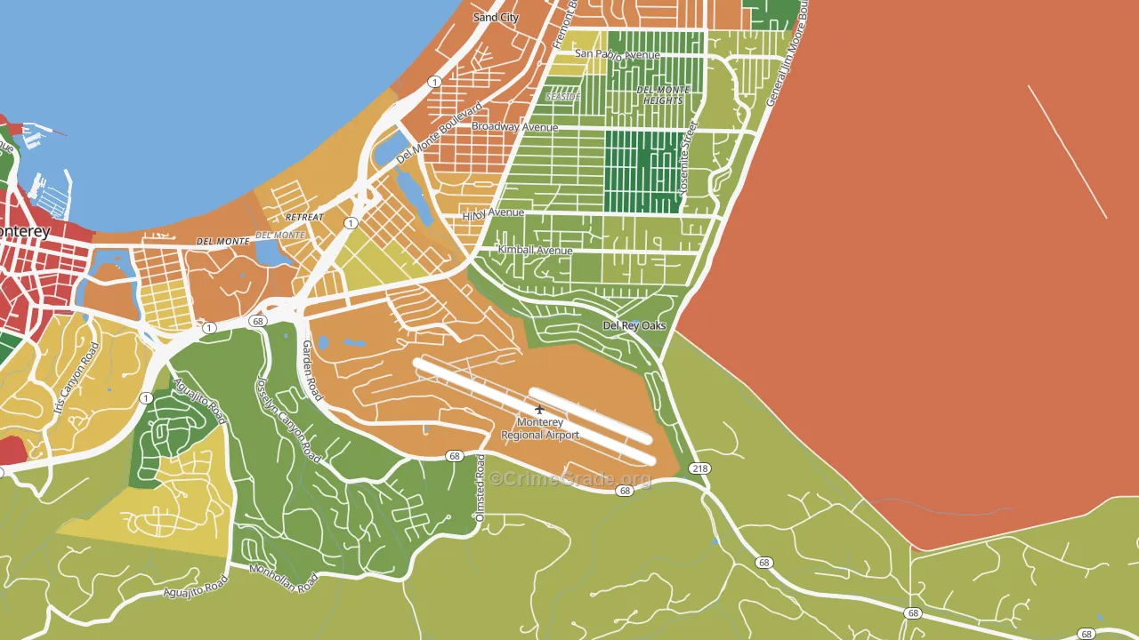 Del Rey Oaks, CA Map of Assault Rates