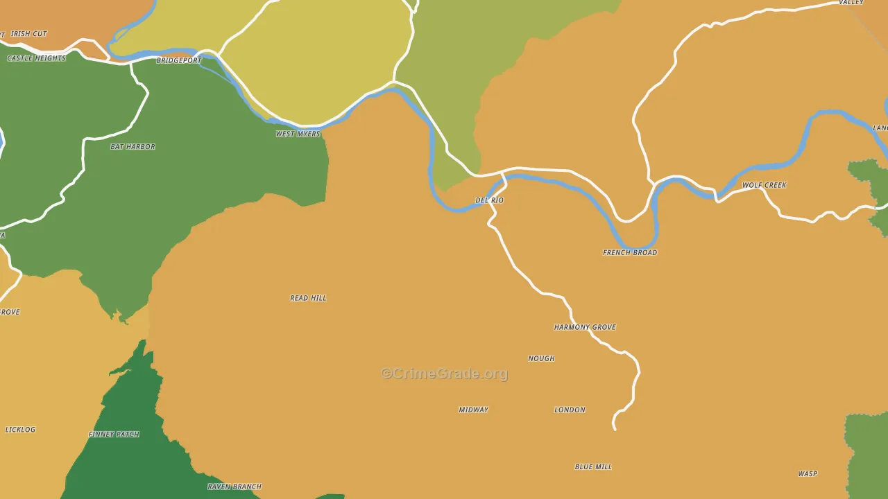 Del Rio, TN Map of Assault Rates