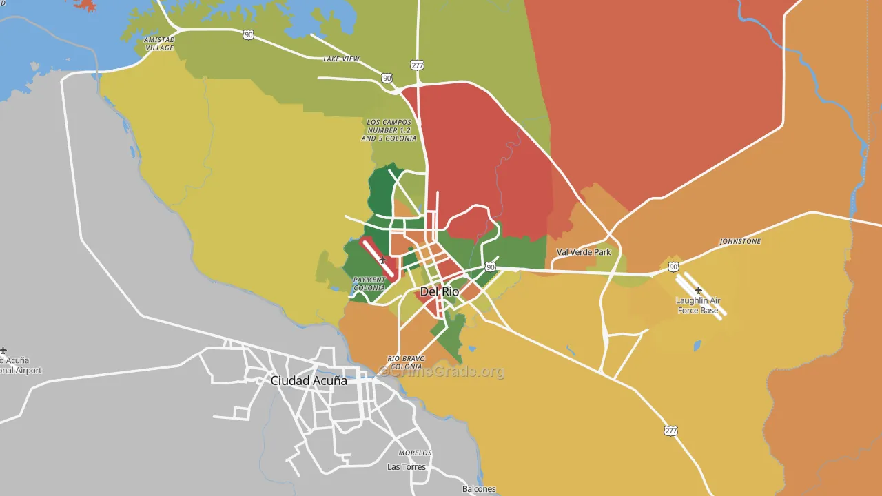Del Rio, TX Map of Assault Rates