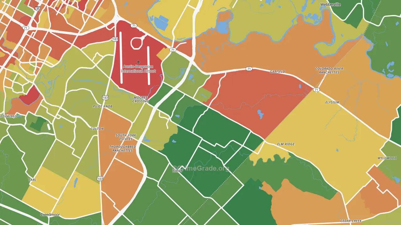 Del Valle, TX Map of Assault Rates