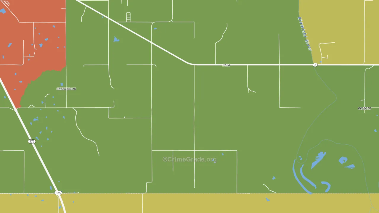 Dela, OK Map of Assault Rates