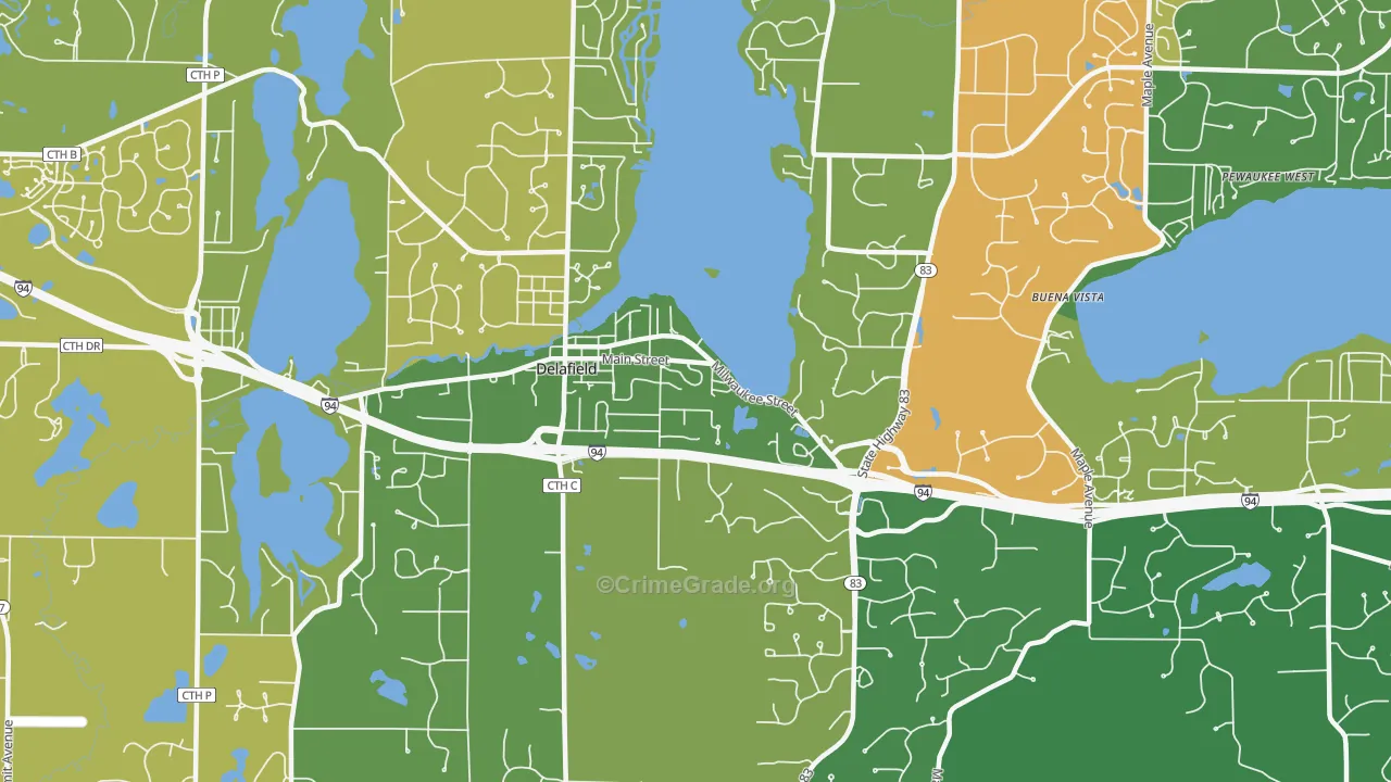 Delafield, WI Map of Assault Rates