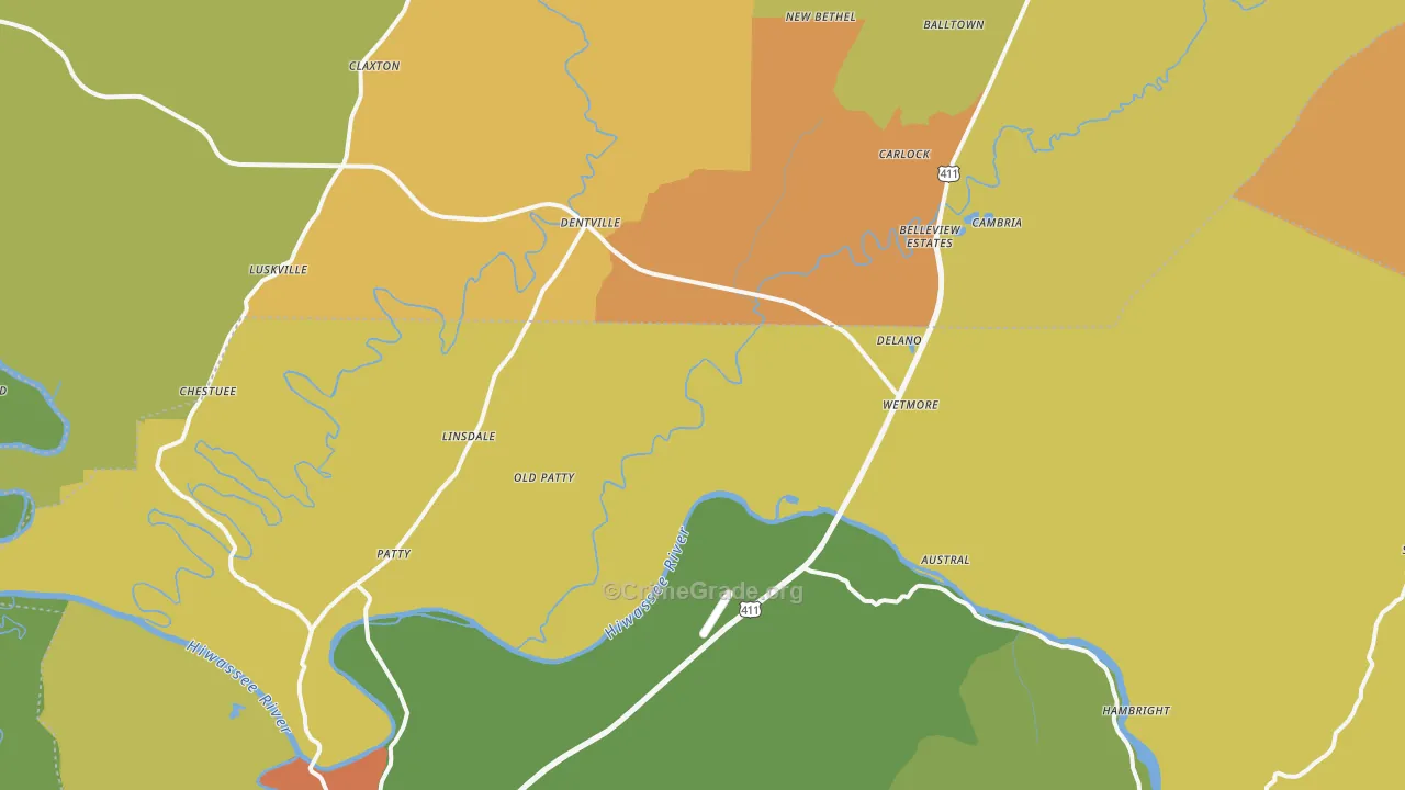 Delano, TN Map of Assault Rates