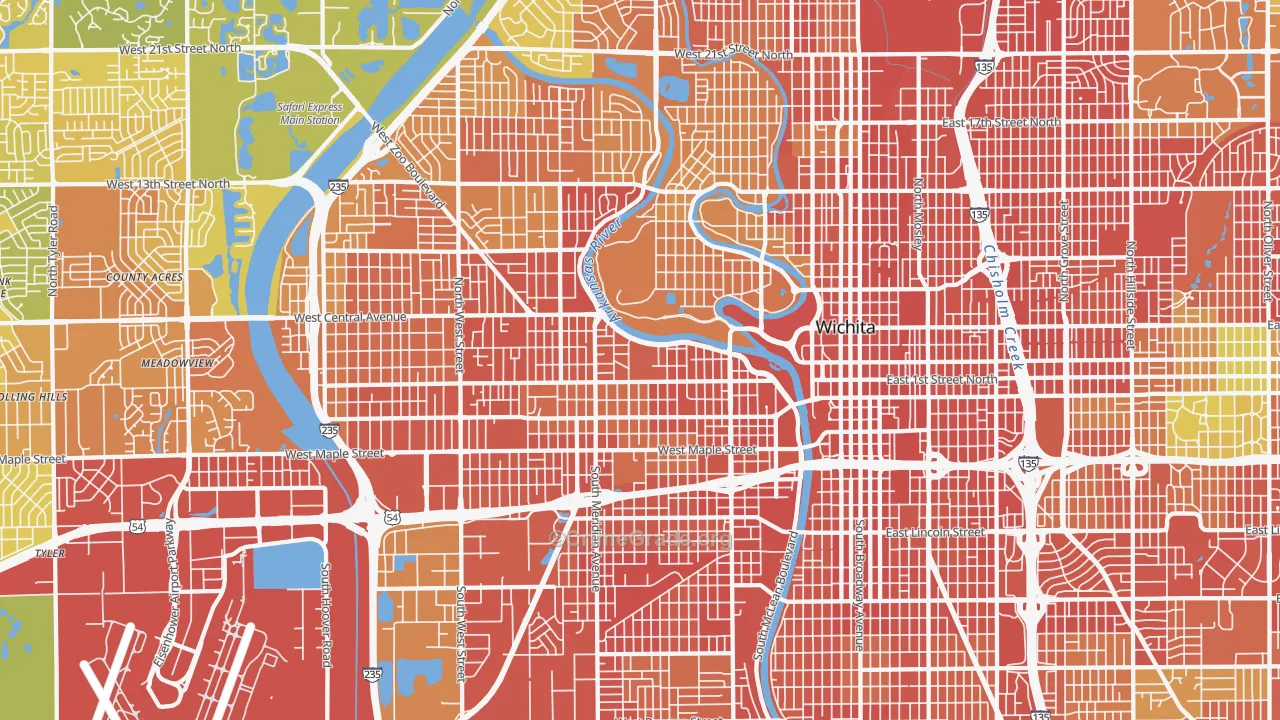 Delano, Wichita, KS Map of Assault Rates