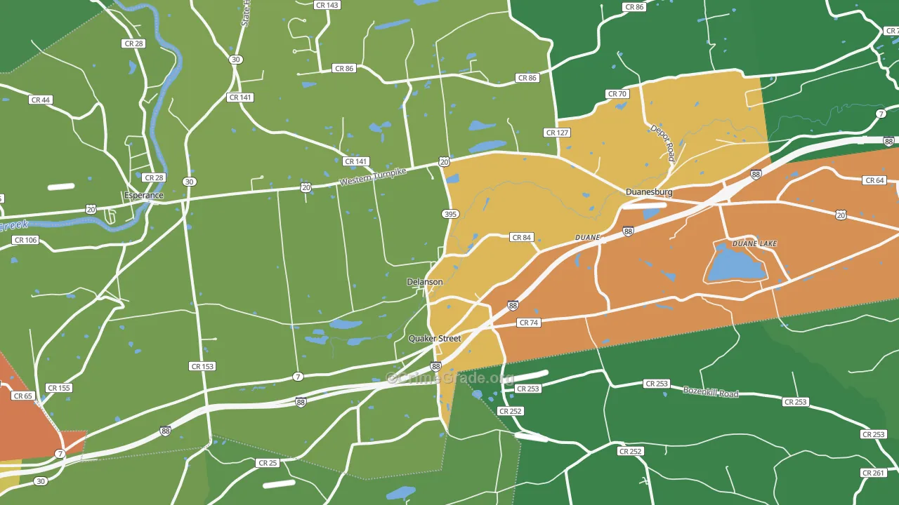 Delanson, NY Map of Assault Rates