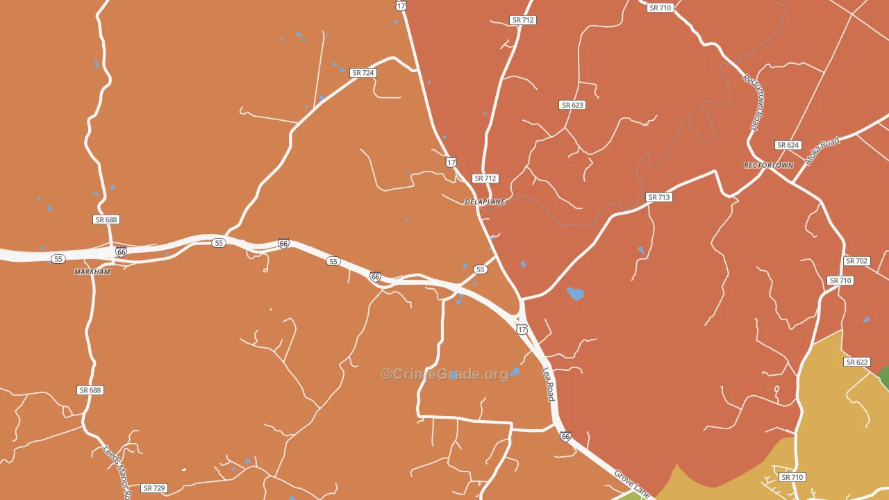 Delaplane, VA Map of Assault Rates