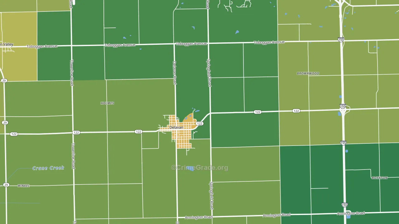 Delavan, IL Map of Assault Rates
