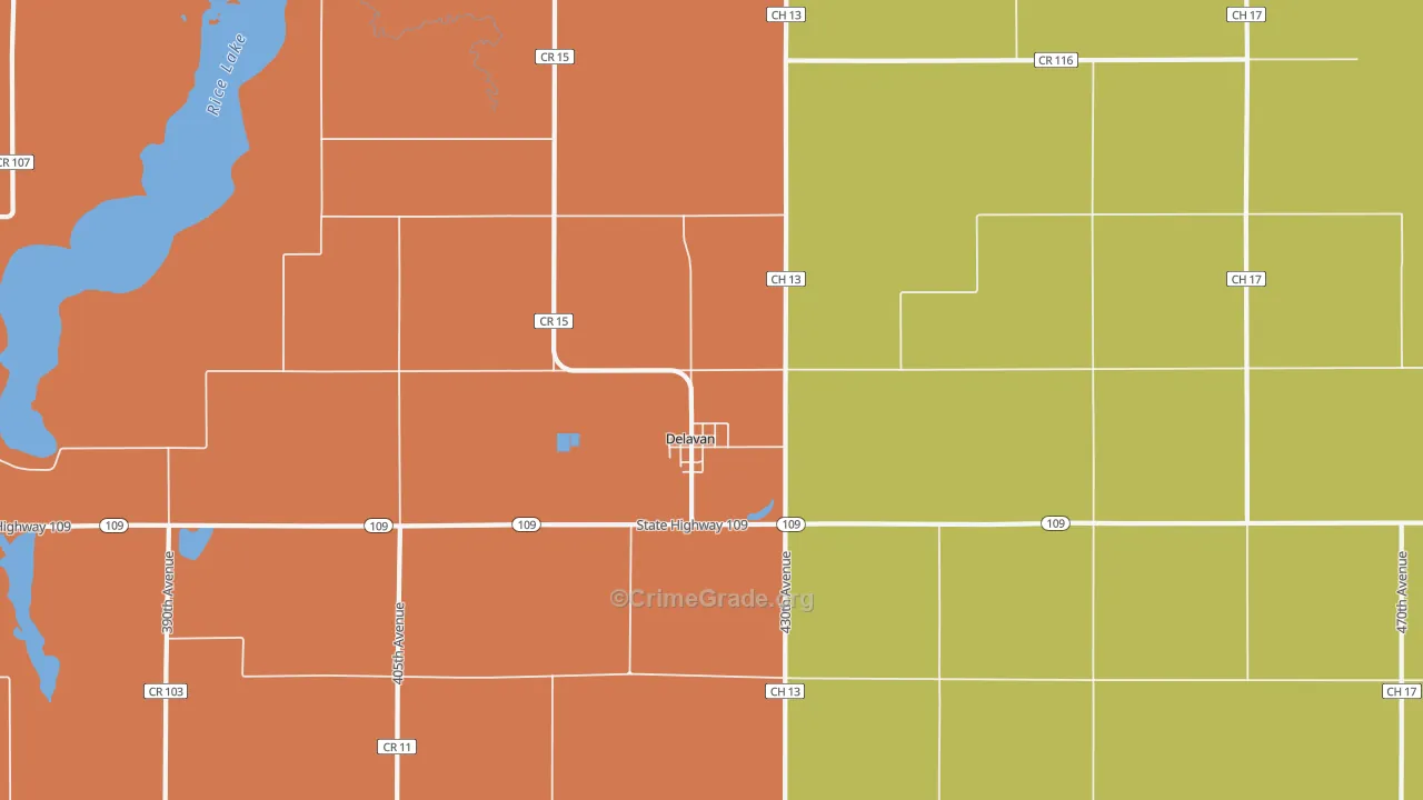 Delavan, MN Map of Assault Rates