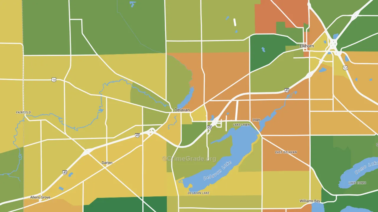 Delavan, WI Map of Assault Rates