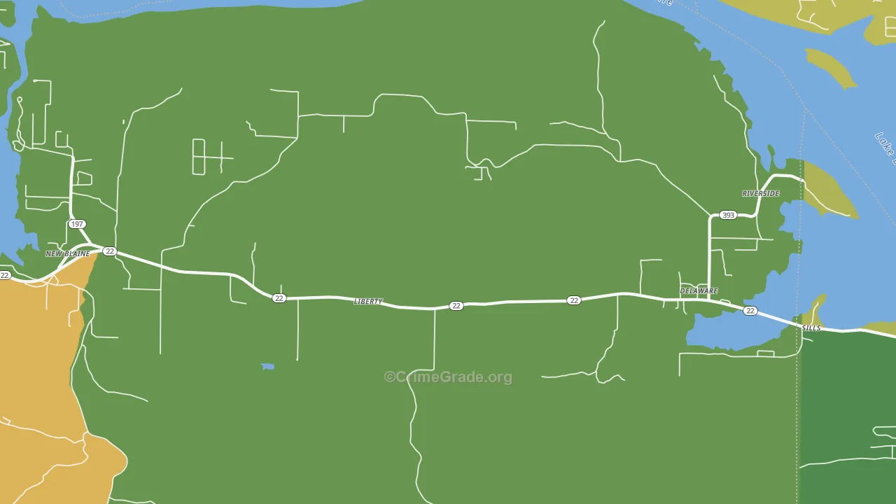 Delaware, AR Map of Assault Rates