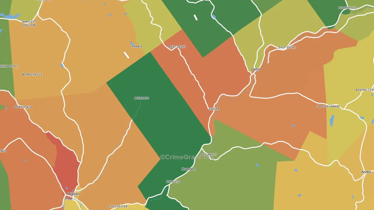 Delaware County, NY Map of Assault Rates