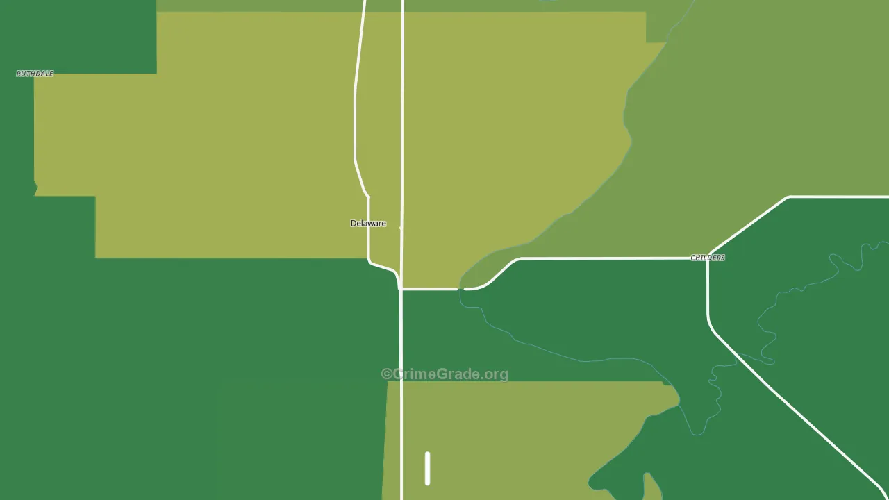 Delaware, OK Map of Assault Rates