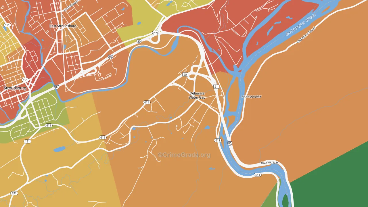 Delaware Water Gap, PA Map of Assault Rates