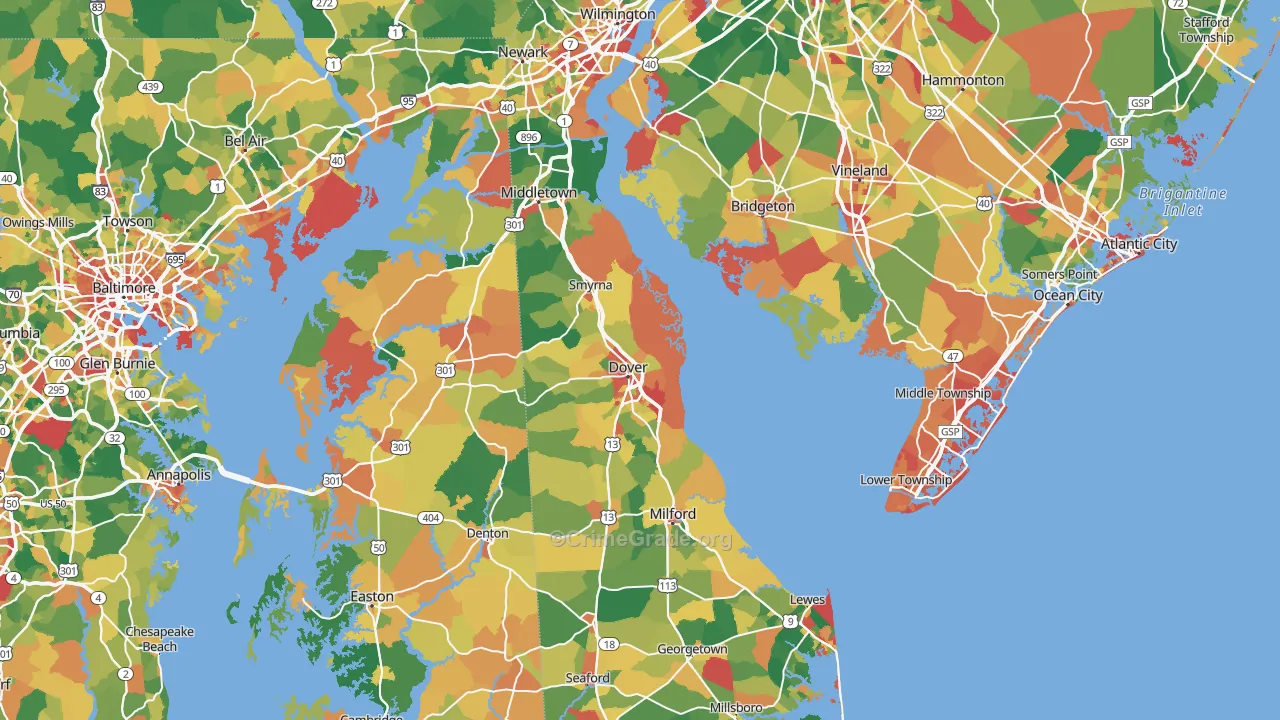Delaware Map of Assault Rates
