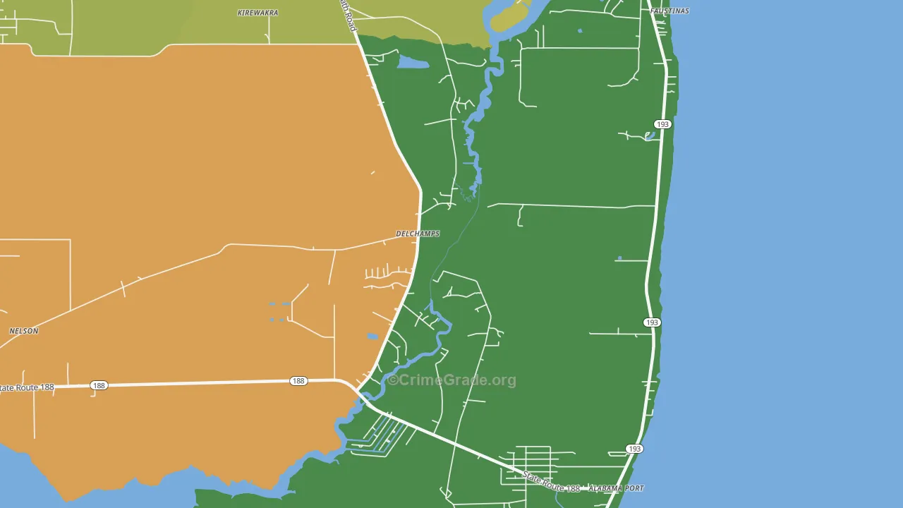 Delchamps, AL Map of Assault Rates