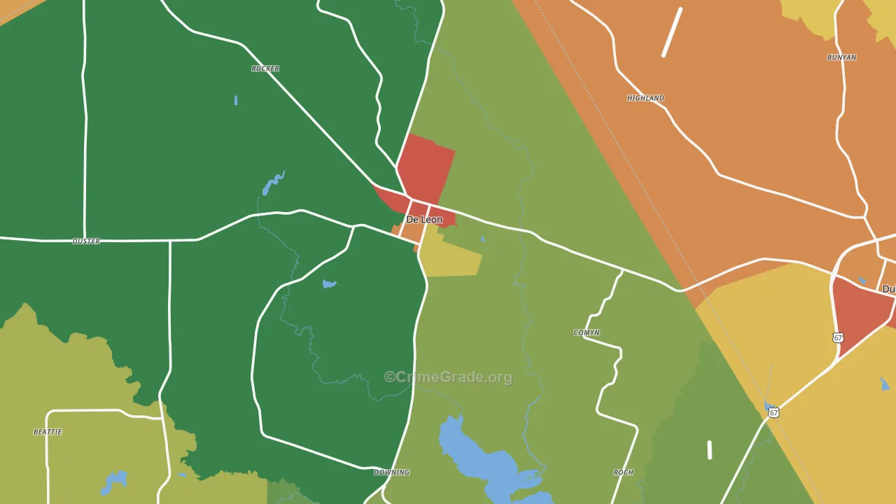 DeLeon, TX Map of Assault Rates