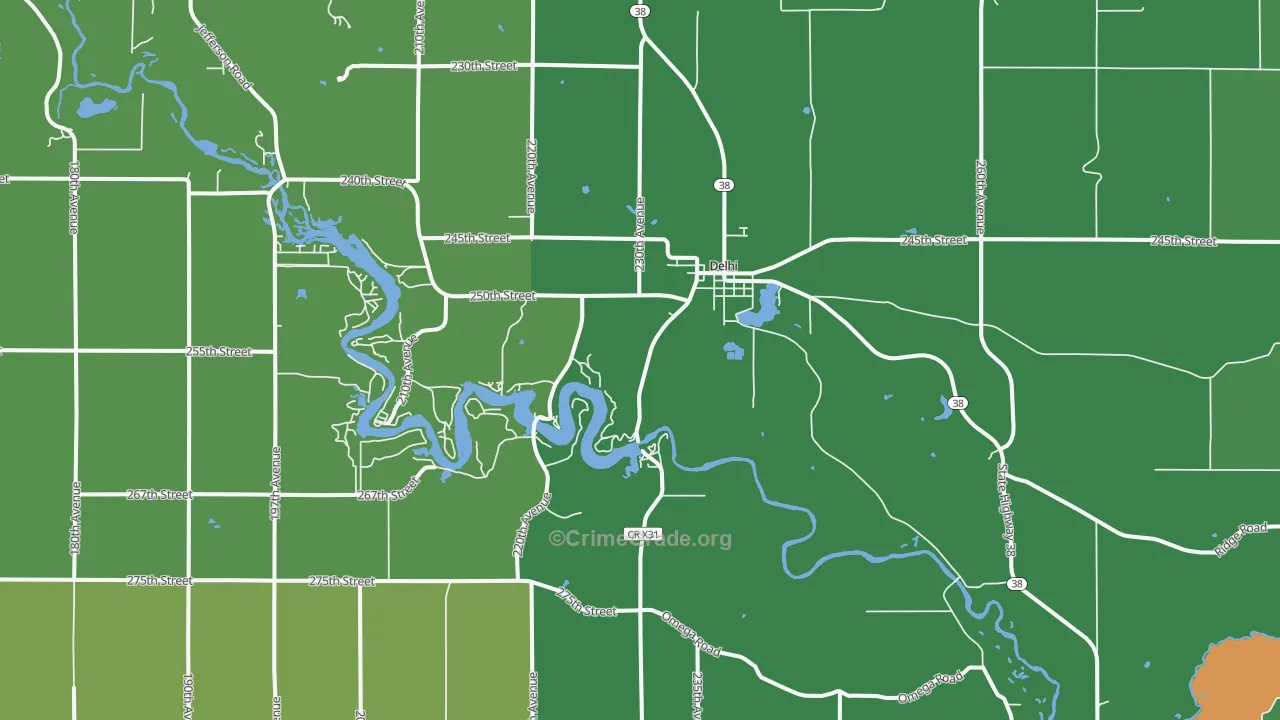 Delhi, IA Map of Assault Rates