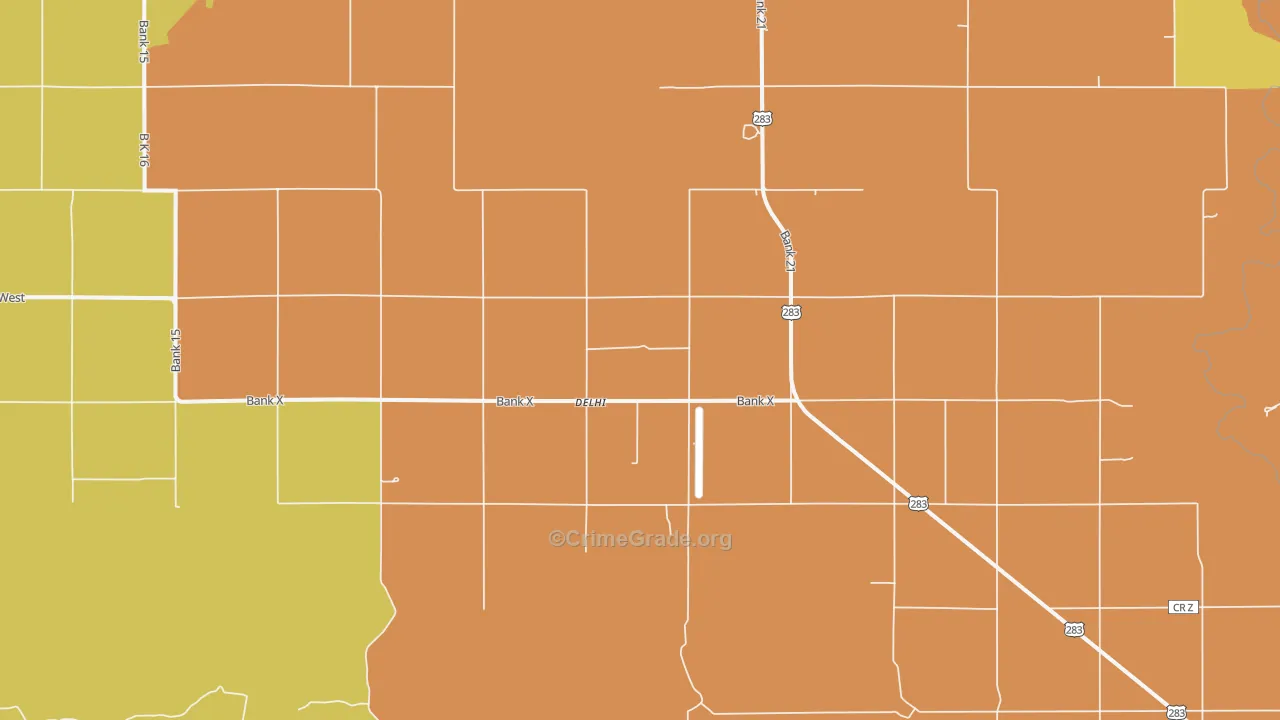 Delhi, OK Map of Assault Rates