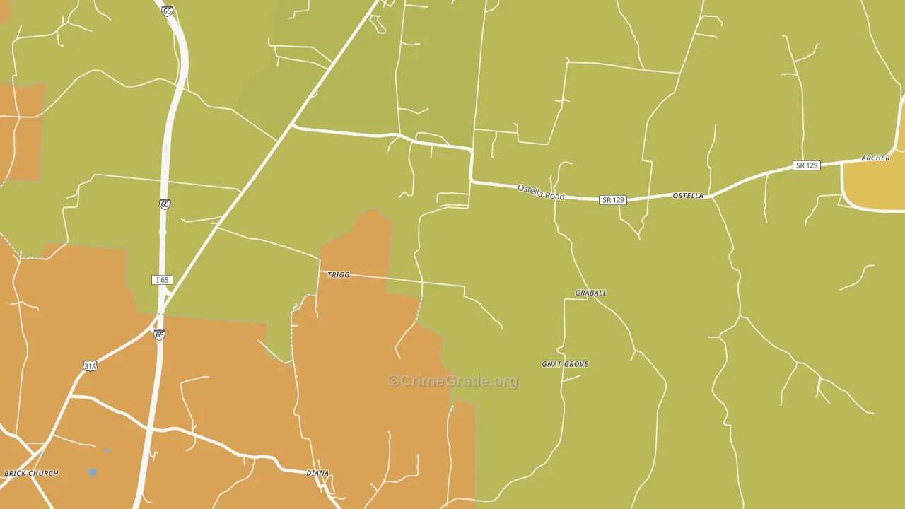 Delina, TN Map of Assault Rates